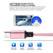 1m 2A Output USB to USB-C / Type-C Nylon Weave Style Data Sync Charging Cable(Pink)