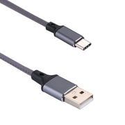 1m 2A Output USB to USB-C / Type-C Nylon Weave Style Data Sync Charging Cable(Grey)