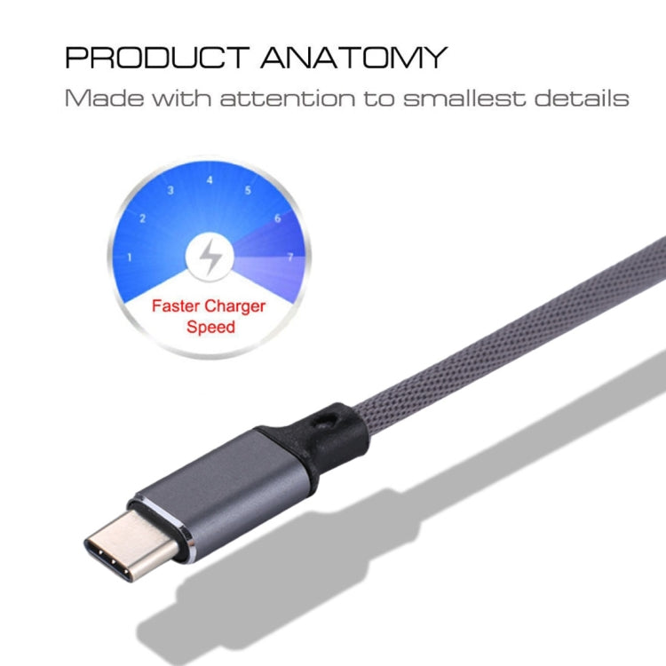 1m 2A Output USB to USB-C / Type-C Nylon Weave Style Data Sync Charging Cable(Grey)