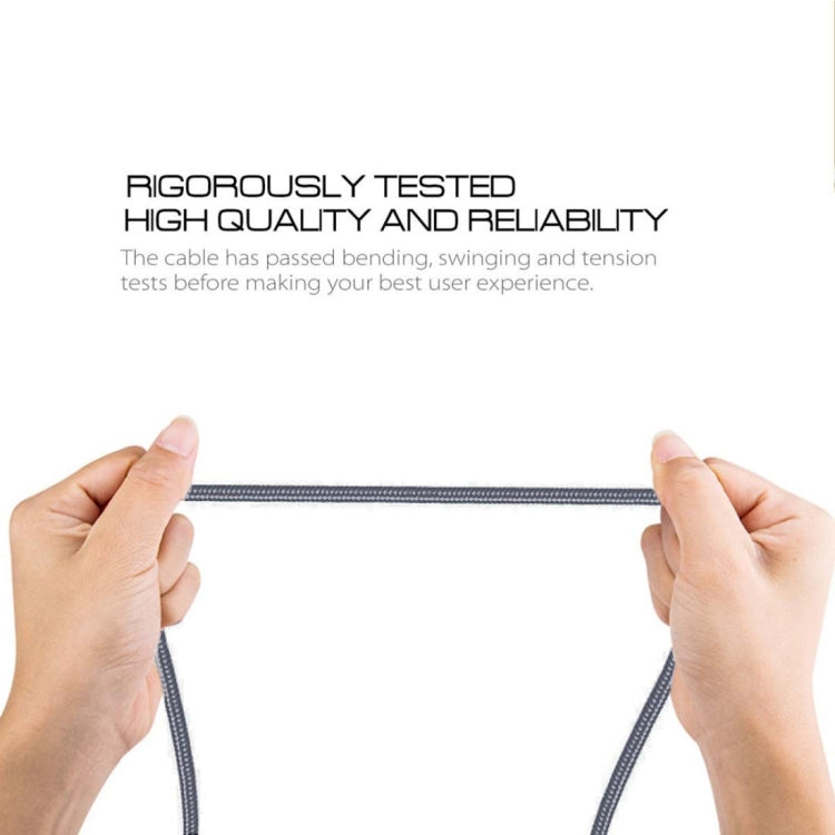 1m 2A Output USB to USB-C / Type-C Nylon Weave Style Data Sync Charging Cable(Grey)