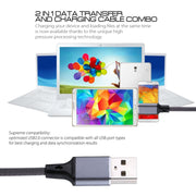 1m 2A Output USB to USB-C / Type-C Nylon Weave Style Data Sync Charging Cable(Grey)