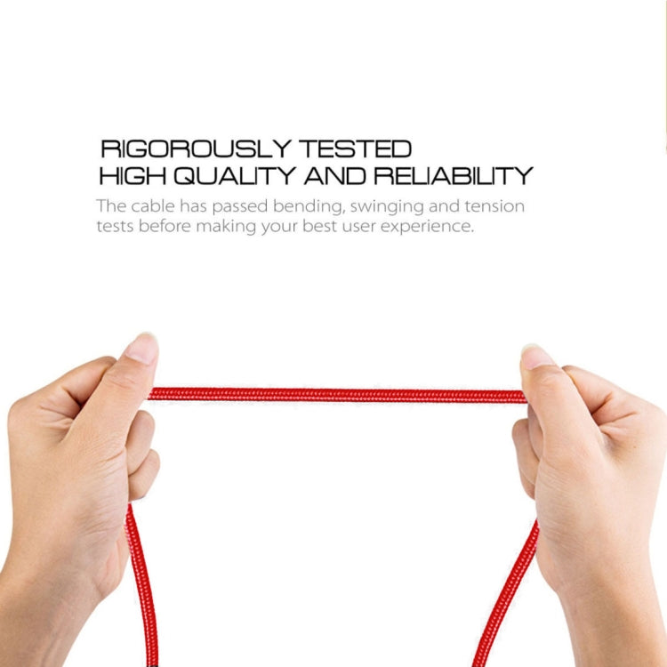 1m 2A Output USB to USB-C / Type-C Nylon Weave Style Data Sync Charging Cable(Red)