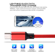 1m 2A Output USB to USB-C / Type-C Nylon Weave Style Data Sync Charging Cable(Red)