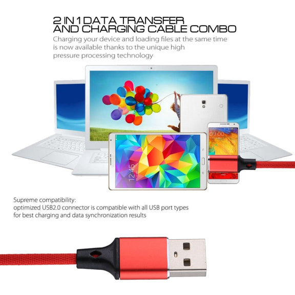 1m 2A Output USB to USB-C / Type-C Nylon Weave Style Data Sync Charging Cable(Red)
