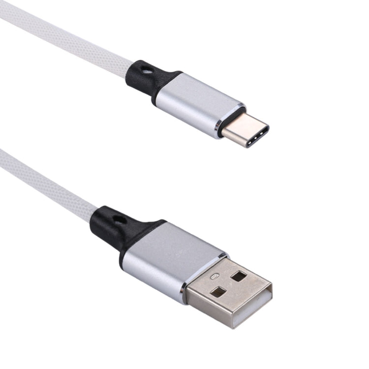 1m 2A Output USB to USB-C / Type-C Nylon Weave Style Data Sync Charging Cable(White)