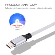 1m 2A Output USB to USB-C / Type-C Nylon Weave Style Data Sync Charging Cable(White)