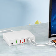 X5 6 In 1 Multi-function USB Quick Charging Station Smart Socket Holder Stand