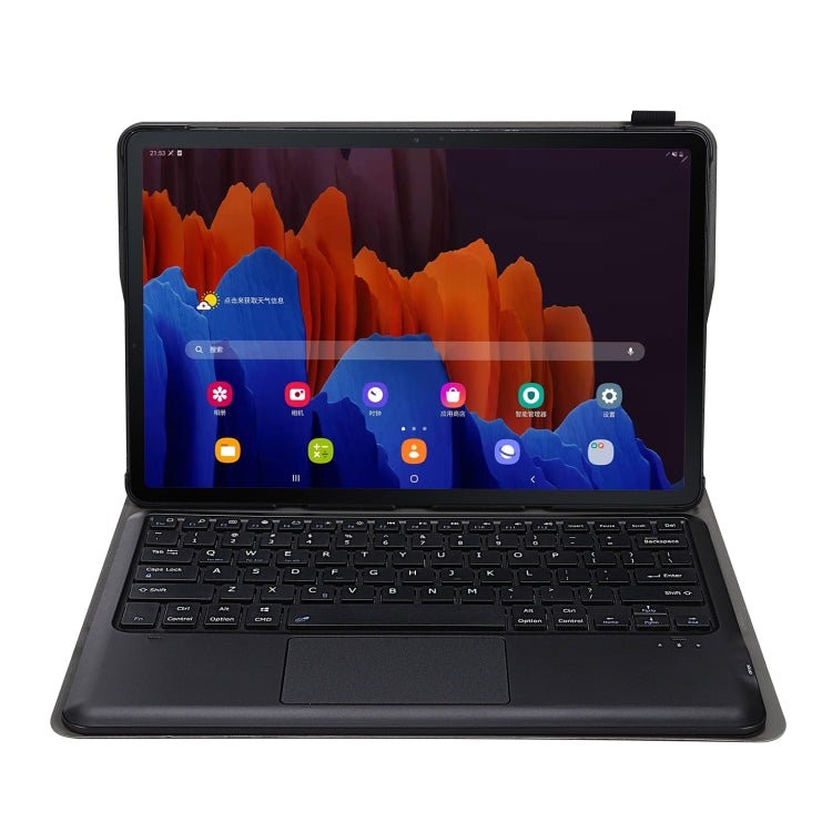 A970-A Splittable Bluetooth Keyboard Leather Tablet Case for Samsung Galaxy Tab S8+ / S7 FE T730 / S7+ T970 / T975, with Touchpad & Holder(Gold)