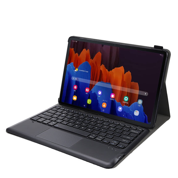 A970-A Splittable Bluetooth Keyboard Leather Tablet Case for Samsung Galaxy Tab S8+ / S7 FE T730 / S7+ T970 / T975, with Touchpad & Holder(Gold)