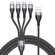 4 in 1 66W 6A USB to 8 Pin + Micro USB + Dual USB-C / Type-C Fast Charging Data Cable, Cable Length: 1.2m(Grey) - Multifunction Cable by PMC TechLife | Online Shopping South Africa | PMC TechLife | Buy Now Pay Later Mobicred