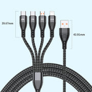 4 in 1 66W 6A USB to 8 Pin + Micro USB + Dual USB-C / Type-C Fast Charging Data Cable, Cable Length: 1.2m(Grey)