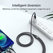 4 in 1 66W 6A USB to 8 Pin + Micro USB + Dual USB-C / Type-C Fast Charging Data Cable, Cable Length: 1.2m(Grey)