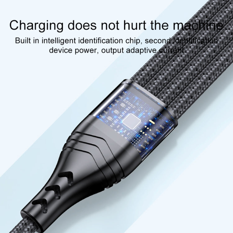 4 in 1 66W 6A USB to 8 Pin + Micro USB + Dual USB-C / Type-C Fast Charging Data Cable, Cable Length: 1.2m(Black)