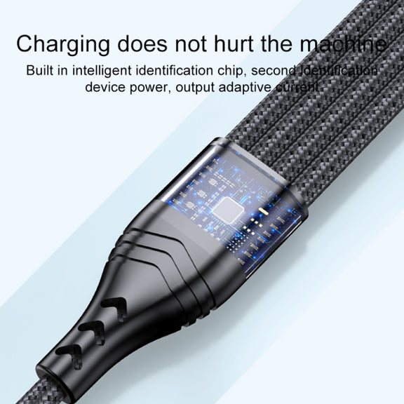 4 in 1 66W 6A USB to 8 Pin + Micro USB + Dual USB-C / Type-C Fast Charging Data Cable, Cable Length: 1.2m(Black)