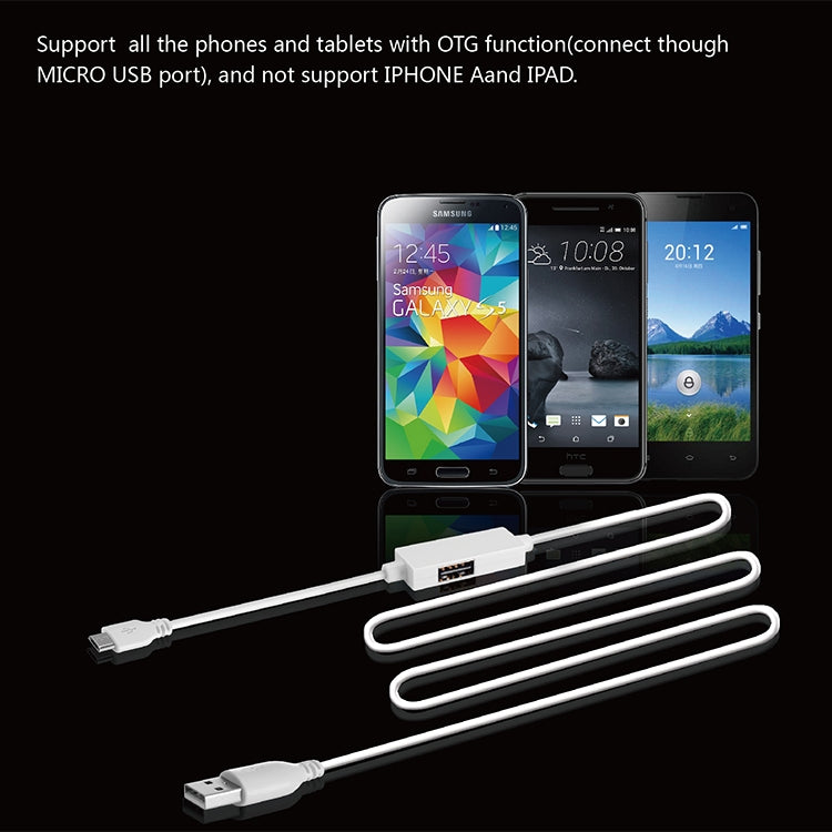 OTG-Y-03 USB 2.0 Male to Micro USB Male + USB Female OTG Charging Data Cable for Android Phones / Tablets with OTG Function, with Switch, Length: 1.1m(White)
