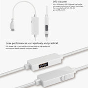 OTG-Y-03 USB 2.0 Male to Micro USB Male + USB Female OTG Charging Data Cable for Android Phones / Tablets with OTG Function, with Switch, Length: 1.1m(White)