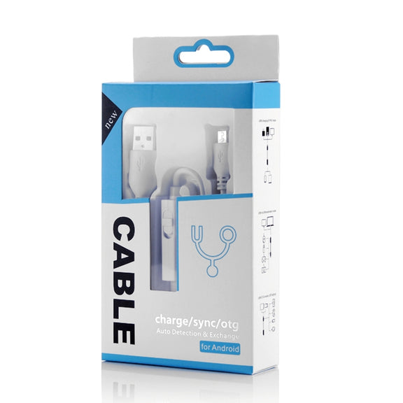 OTG-Y-03 USB 2.0 Male to Micro USB Male + USB Female OTG Charging Data Cable for Android Phones / Tablets with OTG Function, with Switch, Length: 1.1m(White)
