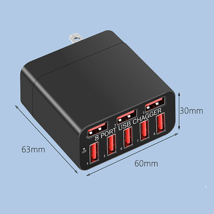 WLX-82 40W Max 8 Ports USB Charger Adapter, US Plug(Black)