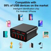 WLX-82 40W Max 8 Ports USB Charger Adapter, US Plug(Black)