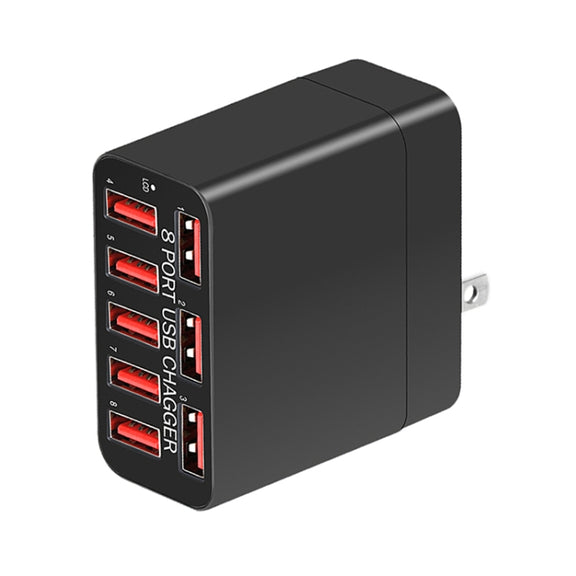 WLX-82 40W Max 8 Ports USB Charger Adapter, US Plug(Black)