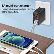 WLX-82 40W Max 8 Ports USB Charger Adapter, US Plug(Black)
