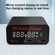 WLX-X8 65W Max 3 Ports USB-C / Type-C Quick Charger Adapter, US Plug (Black)