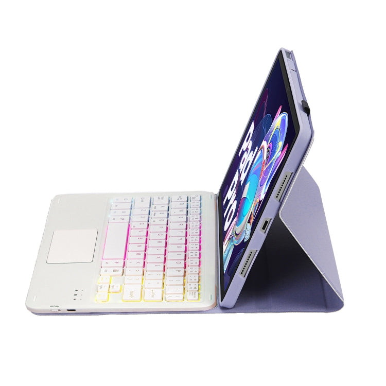 AM20-AS Lambskin Texture Backlight Bluetooth Touch Keyboard Leather Tablet Case For Lenovo Xiaoxin Pad 2022 10.6 inch/Tab M10 Plus 10.6 3rd Gen 2022(Purple)