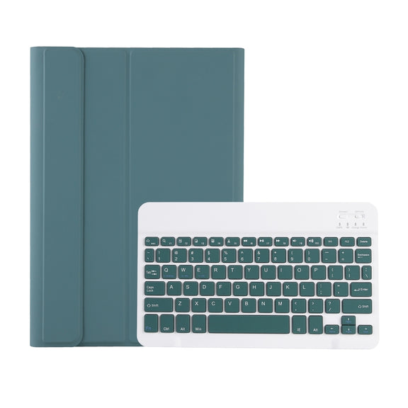 For iPad 10th Gen 10.9 2022 A10B Lambskin Texture Ultra-thin Bluetooth Keyboard Leather Tablet Case with Pen Slot(Dark Green)