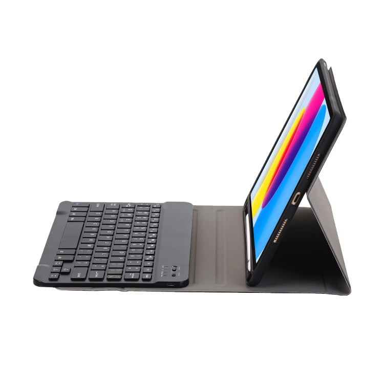 For iPad 10th Gen 10.9 2022 A10B Lambskin Texture Ultra-thin Bluetooth Keyboard Leather Tablet Case with Pen Slot(Dark Blue)