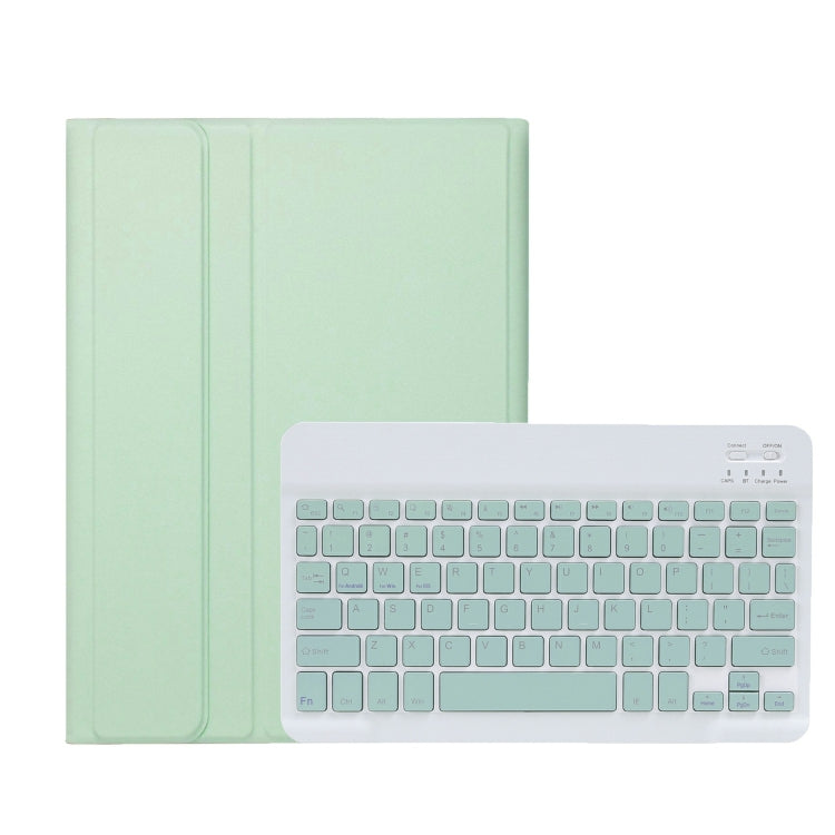 For iPad 10th Gen 10.9 2022 A10B Lambskin Texture Ultra-thin Bluetooth Keyboard Leather Tablet Case with Pen Slot(Green)