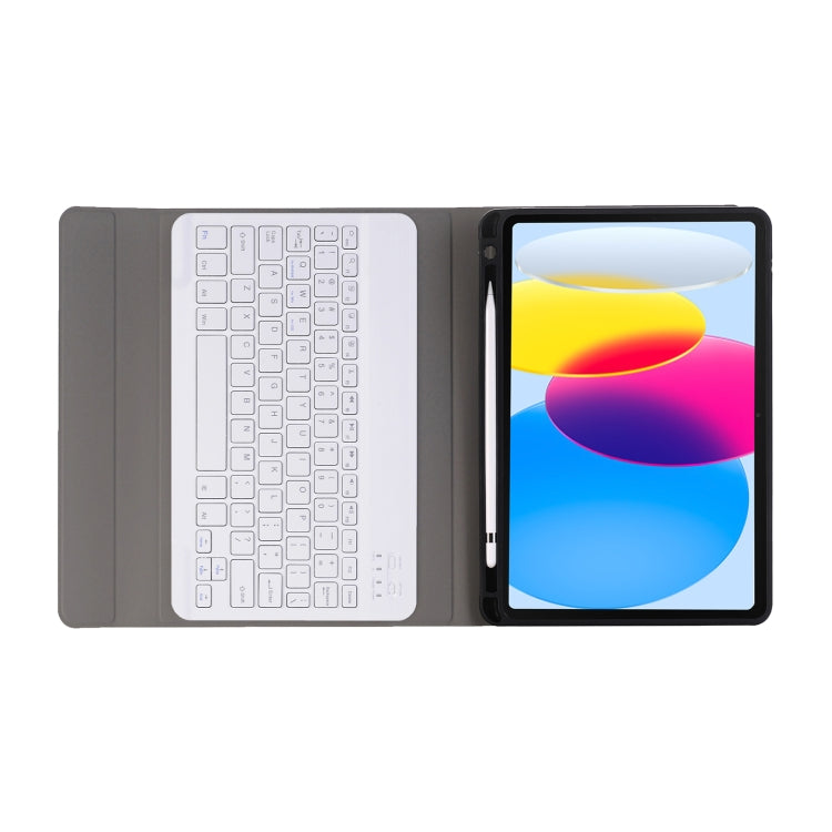 For iPad 11 2025 / 10th Gen 10.9 2022 A10B Lambskin Texture Ultra-thin Bluetooth Keyboard Leather Tablet Case with Pen Slot(Gold)