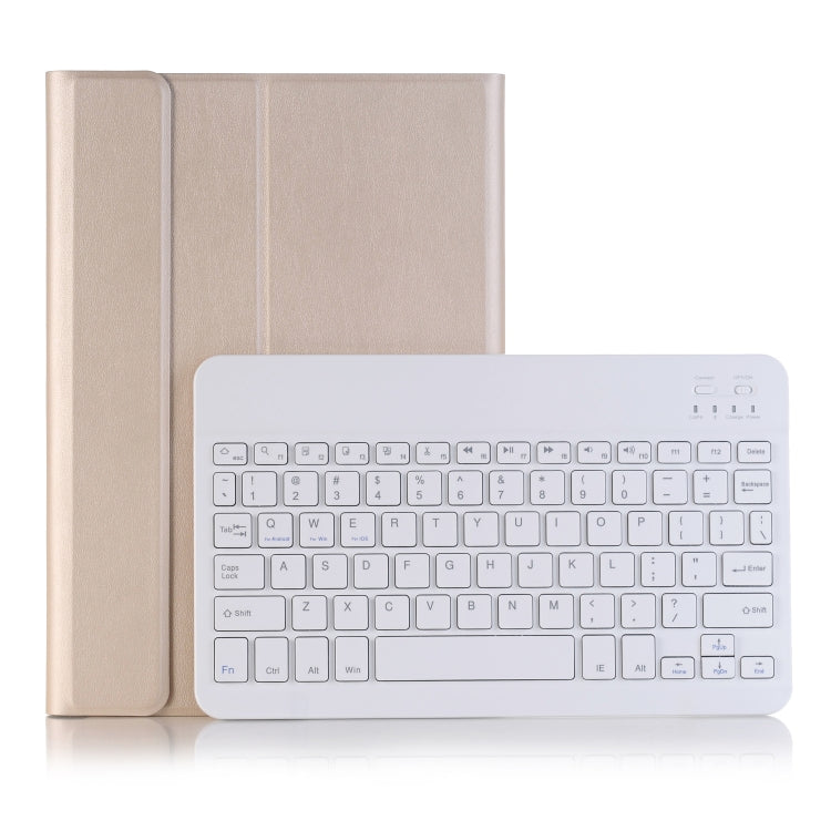 For iPad 11 2025 / 10th Gen 10.9 2022 A10B Lambskin Texture Ultra-thin Bluetooth Keyboard Leather Tablet Case with Pen Slot(Gold)