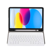 For iPad 10th Gen 10.9 2022 A10B Lambskin Texture Ultra-thin Bluetooth Keyboard Leather Tablet Case with Pen Slot(Rose Gold)