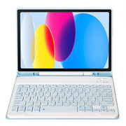 For iPad 10th Gen 10.9 2022 A10B Lambskin Texture Ultra-thin Bluetooth Keyboard Leather Tablet Case with Pen Slot(Baby Blue)