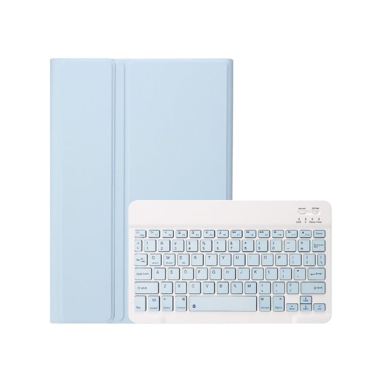 For iPad 10th Gen 10.9 2022 A10B Lambskin Texture Ultra-thin Bluetooth Keyboard Leather Tablet Case with Pen Slot(Baby Blue)