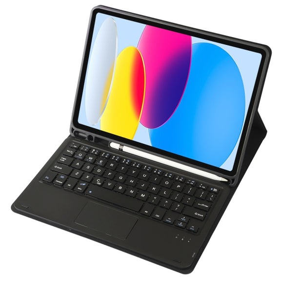 For iPad 11 2025 / 10th Gen 10.9 2022 A10B-A Lambskin Texture Bluetooth Touch Keyboard Leather Tablet Case with Pen Slot(Black)