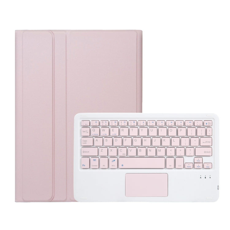 For iPad 10th Gen 10.9 2022 A10B-A Lambskin Texture Bluetooth Touch Keyboard Leather Tablet Case with Pen Slot (Pink)