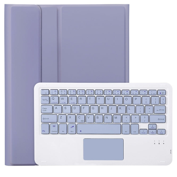 For iPad 10th Gen 10.9 2022 A10B-A Lambskin Texture Bluetooth Touch Keyboard Leather Tablet Case with Pen Slot (Purple)
