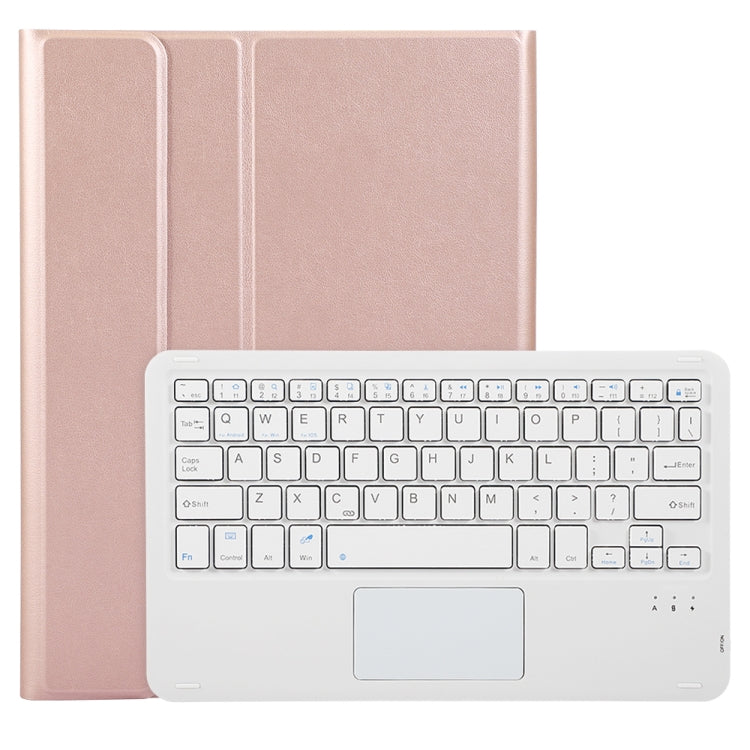 For iPad 11 2025 / 10th Gen 10.9 2022 A10B-A Lambskin Texture Bluetooth Touch Keyboard Leather Tablet Case with Pen Slot(Rose Gold)