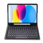 For iPad 10th Gen 10.9 2022 YA10B Lambskin Texture Bluetooth Keyboard Leather Tablet Case with Pen Slot(Dark Blue)
