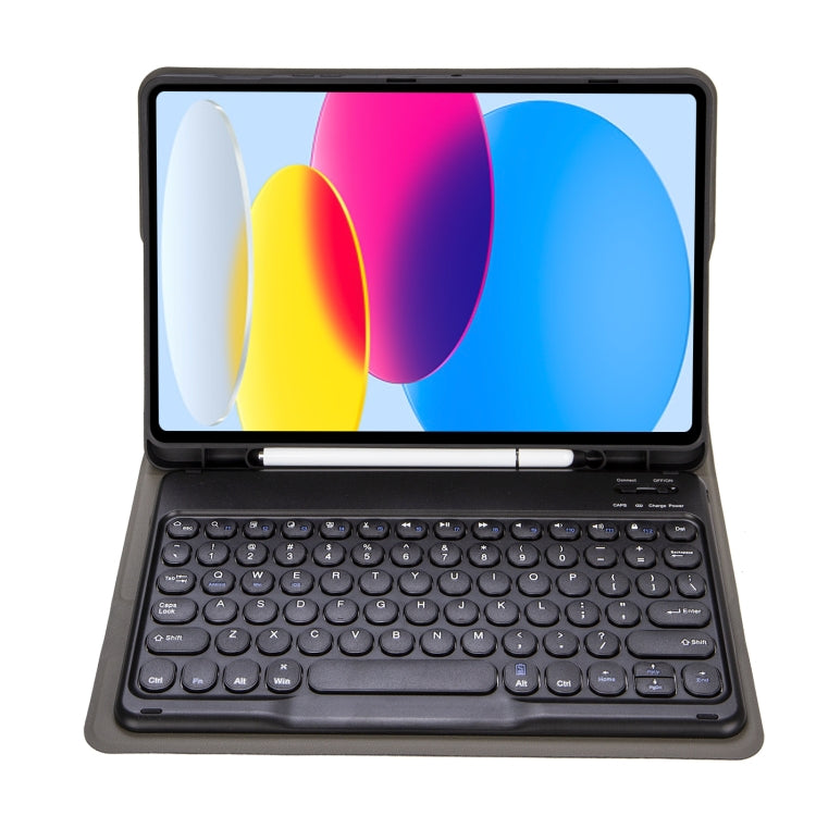 For iPad 10th Gen 10.9 2022 YA10B Lambskin Texture Bluetooth Keyboard Leather Tablet Case with Pen Slot(Dark Blue)