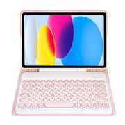 For iPad 10th Gen 10.9 2022 YA10B Lambskin Texture Bluetooth Keyboard Leather Tablet Case with Pen Slot (Pink)