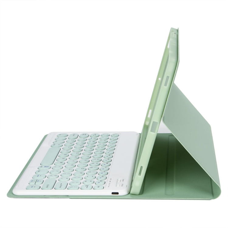For iPad 10th Gen 10.9 2022 YA10B Lambskin Texture Bluetooth Keyboard Leather Tablet Case with Pen Slot (Green)