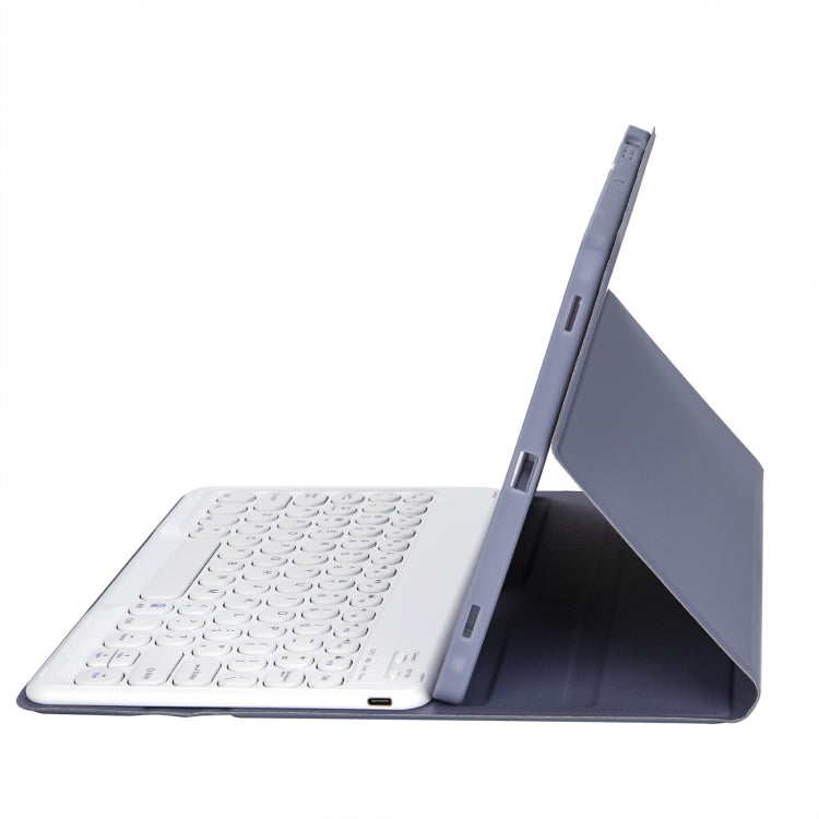 For iPad 10th Gen 10.9 2022 YA10B Lambskin Texture Bluetooth Keyboard Leather Tablet Case with Pen Slot (Purple)