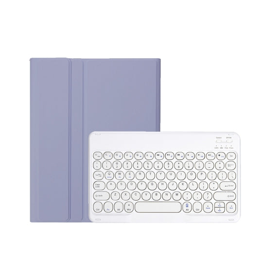 For iPad 10th Gen 10.9 2022 YA10B Lambskin Texture Bluetooth Keyboard Leather Tablet Case with Pen Slot (Purple)