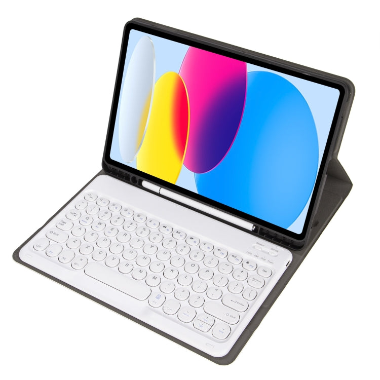 For iPad 10th Gen 10.9 2022 YA10B Lambskin Texture Bluetooth Keyboard Leather Tablet Case with Pen Slot(Rose Gold)