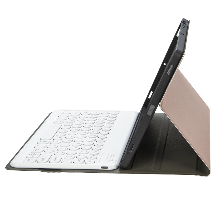 For iPad 10th Gen 10.9 2022 YA10B Lambskin Texture Bluetooth Keyboard Leather Tablet Case with Pen Slot(Rose Gold)