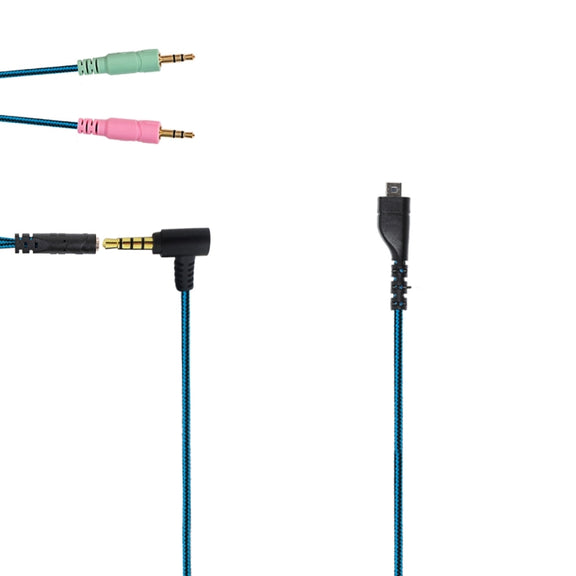 ZS0158 Elbow Plug + Adapter Cable Gaming Headset Audio Cable for SteelSeries Arctis 3 / 5 / 7 (Blue)