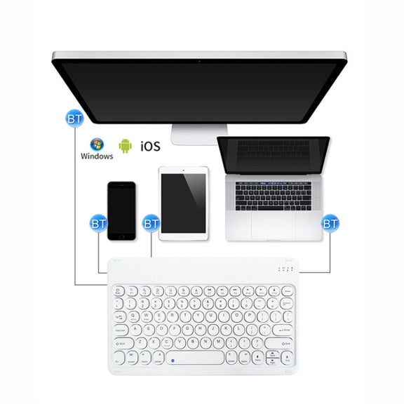X3 10 inch Universal Tablet Round Keycap Wireless Bluetooth Keyboard (White)