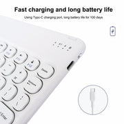 X3 10 inch Universal Tablet Round Keycap Wireless Bluetooth Keyboard (White)